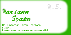 mariann szapu business card